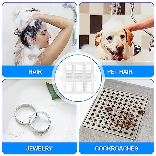 Disposable Shower Drain Hair Catcher, 40Pcs Floor Drain Mesh Strainer Sticker with Waterproof Adhesive, Anti-Blocking Filter Sticker Hair Catchers for Bathtub Bathroom Kitchen, Square 105mm