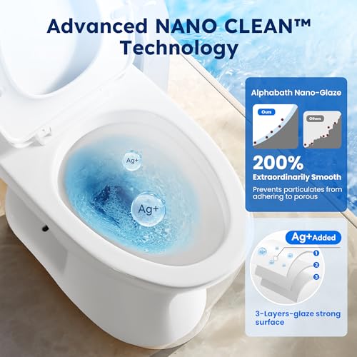 RoyalBath Elongated Two piece Toilet for Bathrooms, 12" Rough In | 17.3" ADA Height, Nano Self-Cleaning, WaterSense/MAP/CUPC Certified, 1 GPF 360° TSUNAMI Flush, Soft-Close Seat - size: 1.01 GPF Side Flush