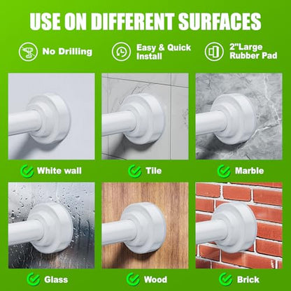 Ausemku Shower Curtain Rod - 32-92 Inch Rustproof Tension Rod, Non-Slip Spring Design, No Drilling Adjustable Curtain Rod for Bathroom, Kitchen, and Closet（White） - color: White, size: 32-92 IN