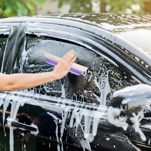 2 Pack 14 Inch Car Drying Squeegee Purple Longer Silicone Water Squeegee Window Shower Blade Automotive Squeegees Flexible Auto T-bar Rubber Squeegees for Car Windshield Glass Bathroom Wash Tool - color: Purple