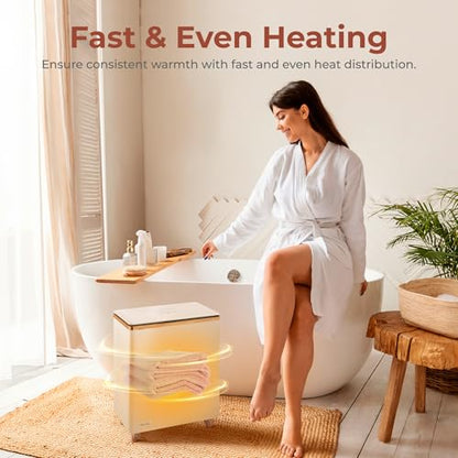 SereneLife Luxury Rectangle Towel Warmer - Spa & Bathroom Heater with Custom Fragrance, Auto Shut-Off, Fits 2 large Towels, Blankets, Bathrobes, PJ's - Perfect Gift for Him & Her (Natural Wood) - color: Natural Wood