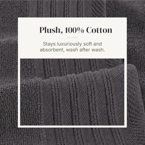 Modern Threads 6 Piece Cotton Bath Towel Set – Ultra Soft 550 GSM Towels – Bathroom Set with Hand Towels and Washcloths – Geometric (Charcoal) - color: Charcoal, style: Geometric