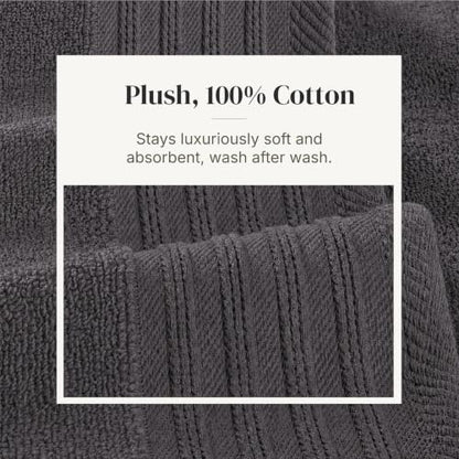 Modern Threads 6 Piece Cotton Bath Towel Set – Ultra Soft 550 GSM Towels – Bathroom Set with Hand Towels and Washcloths – Geometric (Charcoal) - color: Charcoal, style: Geometric