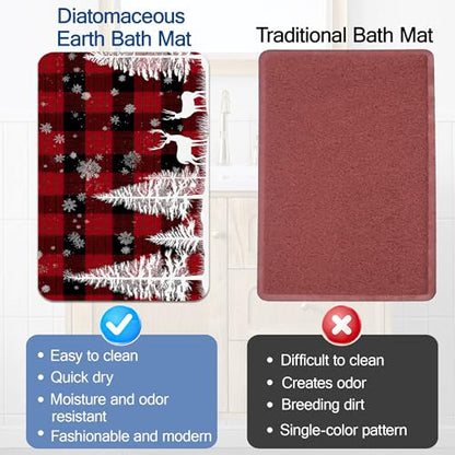 Elightvap Christmas Deer Plaid Bathroom Rugs Mat Non Slip Absorbent Quick Dry Rug Bath Mats for Bathroom Floor Bathtub,17 * 29.5 Inches - color: Christmas Deer Plaid