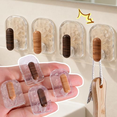 9Pcs/Set Adhesive Towel Hooks for Bathrooms, Shower, No-Drilling, Stylish Clear Wall Hooks, Stick on Towel Rack, Adhesive Hanger for Kitchen, Door, Key (Beige, 3.2x2.2cm) - color: Beige