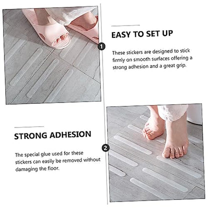 Mobestech 2sets Bathroom Skid Strips Self Adhesive Non Slip Stickers for Shower Bathtub Stairs Pools Safety Tread Stickers for Enhanced Slip Resistance and Elegant Design 20pcs*2
