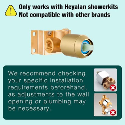 Heyalan 8 Inch Square Rain Shower Faucet Set with Valve, Brushed Gold | Female-thread 1/2-inch NPT connections, SUS304 shower head, brass rough-in valve, single-handle control Shower Set - color: Gold, size: 8 Inch Square Shower Head