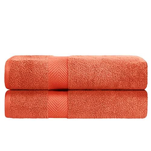 Zero-Twist Towel Collection, Luxurious Cotton Oversized Bath Sheet Towel, 34" x 68", 2-Pieces, Absorbent and Fast-Drying, Solid, Brick Red - color: Brick Red, size: Bath Sheet 2-Pack