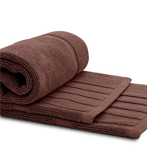 White Classic Luxury Bath Mat Floor Towel Set - Absorbent Cotton Hotel Spa Shower/Bathtub Mats [Not a Bathroom Rug] 22"x34" | 2 Pack | Brown - color: 20: Brown