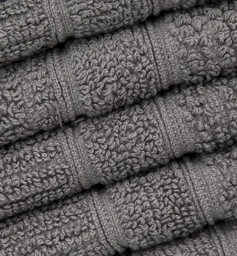 PH Pleasant Home Ribbed Wash Cloths Set - 12 Pack (12” x 12”) – 509 GSM - 100% Ring Spun Cotton Wash Cloth - Super Soft and Highly Absorbent Face Towels (Dark Grey) - color: Dark Grey, style: Ribbed