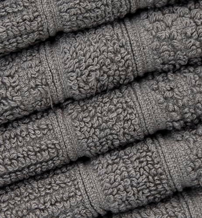 PH Pleasant Home Ribbed Wash Cloths Set - 12 Pack (12” x 12”) – 509 GSM - 100% Ring Spun Cotton Wash Cloth - Super Soft and Highly Absorbent Face Towels (Dark Grey) - color: Dark Grey, style: Ribbed