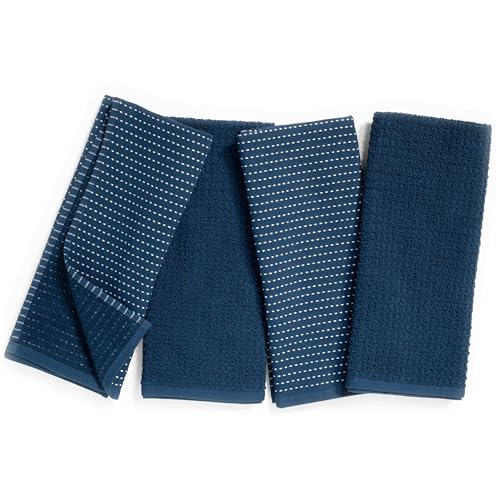 Thyme and Sage 100% Cotton Turkish Kitchen Hand Towels, Blueberry, 4 Pack | Premium Materials, 16"x26", Made in Turkey, Ultra Absorbent, 350 GSM - color: Blueberry, size: Pack of 4