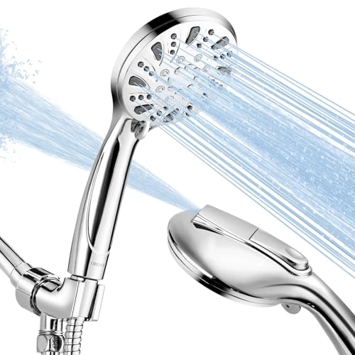 OHDAY® High Pressure Shower Head with Handheld Built-in Power Wash 6-Mode | Powerful Showerhead with 70'' Stainless Steel Hose,Adjustable Bracket,Power Wash for Tub,Tile,Pet & Bathroom Corner