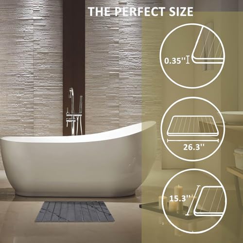 Stone Dish Drying Mat for Kitchen Counter, Large Foldable Marble Quick Dry Diatomaceous Earth Mat with 4 Stone Coasters Set, Ultra Absorbent Collapsible Drying Pad for Bathroom - color: Gray