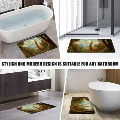 Bathroom Runner Mat Rugs Long,Funny Portrait Of Alpaca Llama beautiful Diatomite Stone Bath Mat Large Absorbent Diatomaceous Earth Mat Non Slip Fast Dry Shower Mat Bathroom Rugs Floor Mat 16x42in - color: Design08