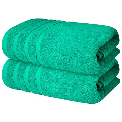 Infinitee Xclusives 100% Ring-Spun Cotton Bath Towels for Bathroom - Pack 2 | Luxury Super Soft, Absorbent & Quick-Drying |27x54 inches| Large Bathroom Towels Set |600 GSM| Gym, Shower, Spa & Hotel Use - color: Vivid Green