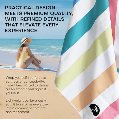 Microfiber Quick-Dry Travel Towel – Super Absorbent, Lightweight, Compact – Sand Resistant, Soft, Mesh Carry Bag – Beach, Pool, Gym, (Rainbow) - color: Rainbow