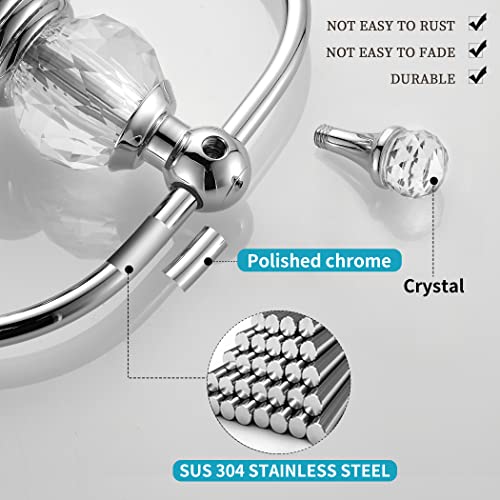 WOLIBEER Chrome Towel Ring,Crystal Hand Towel Holder,Bath Oval Hand Towel Rack Hanger Wall Mounted Bling Bathroom Accessories - size: Oval