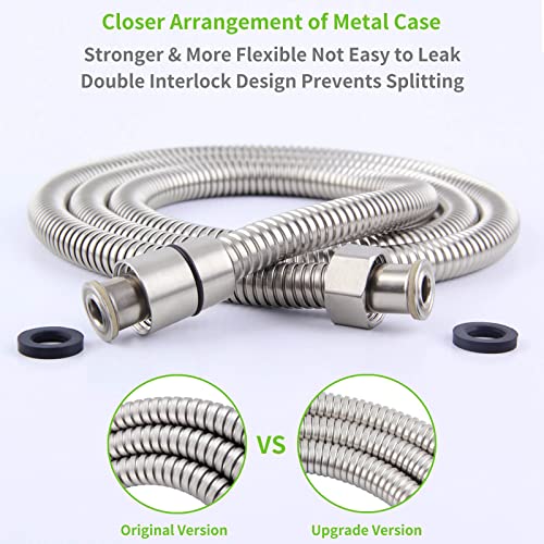 Angle Simple Brushed Nickel Flexible Shower Hose 59 Inches, 1/2" IPS | Stainless Steel Replacement Handheld Shower Head Hose, No Tangles - color: Brushed Steel, size: 59 Inch