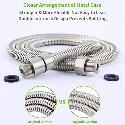 Angle Simple Brushed Nickel Flexible Shower Hose 59 Inches, 1/2" IPS | Stainless Steel Replacement Handheld Shower Head Hose, No Tangles - color: Brushed Steel, size: 59 Inch