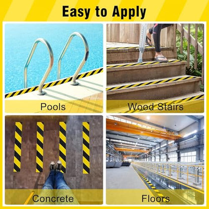COSIMIXO 8" x 35Ft Black&Yellow Heavy Duty Anti Slip Tape for Stairs Outdoor/Indoor Waterproof Grip Tape Safety Non Skid Roll for Stair Steps Traction Tread Staircases Non Slip Strips - size: 8“ x 35Ft Black & Yellow