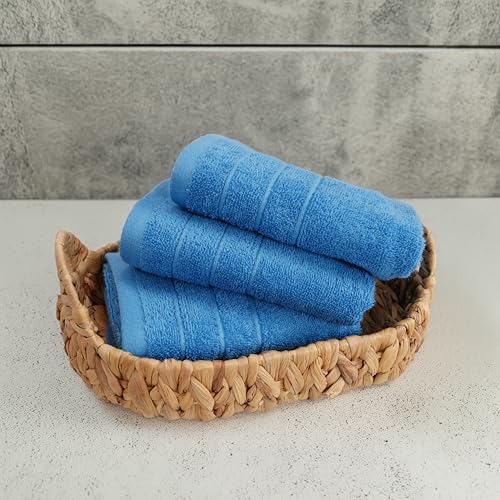 6 Piece Hand Towels Set 16 x 28 Inches, Blue | 100% Cotton, Lighter Weight, Quick to Dry, 16 x 28 Inches, Super Soft & Absorbent, Perfect for Bathroom & Kitchen - color: Midnight Blue