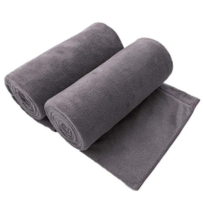 JML Microfiber Bath Towel 2 Pack(30" x 60"), Oversized Thick Towels, Soft, Super Absorbent and Fast Drying, No Fading Multipurpose Use for Sports, Travel, Fitness, Yoga, 30 in 60 in, Grey Count | Microfiber, Hanging Loop, Oversized, Soft & Absorbent, Fast