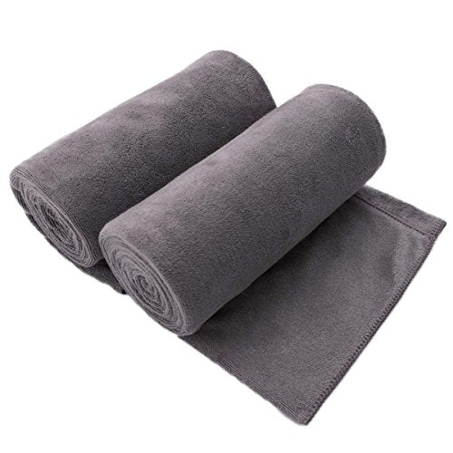 JML Microfiber Bath Towel 2 Pack(30" x 60"), Oversized Thick Towels, Soft, Super Absorbent and Fast Drying, No Fading Multipurpose Use for Sports, Travel, Fitness, Yoga, 30 in 60 in, Grey Count | Microfiber, Hanging Loop, Oversized, Soft & Absorbent, Fast