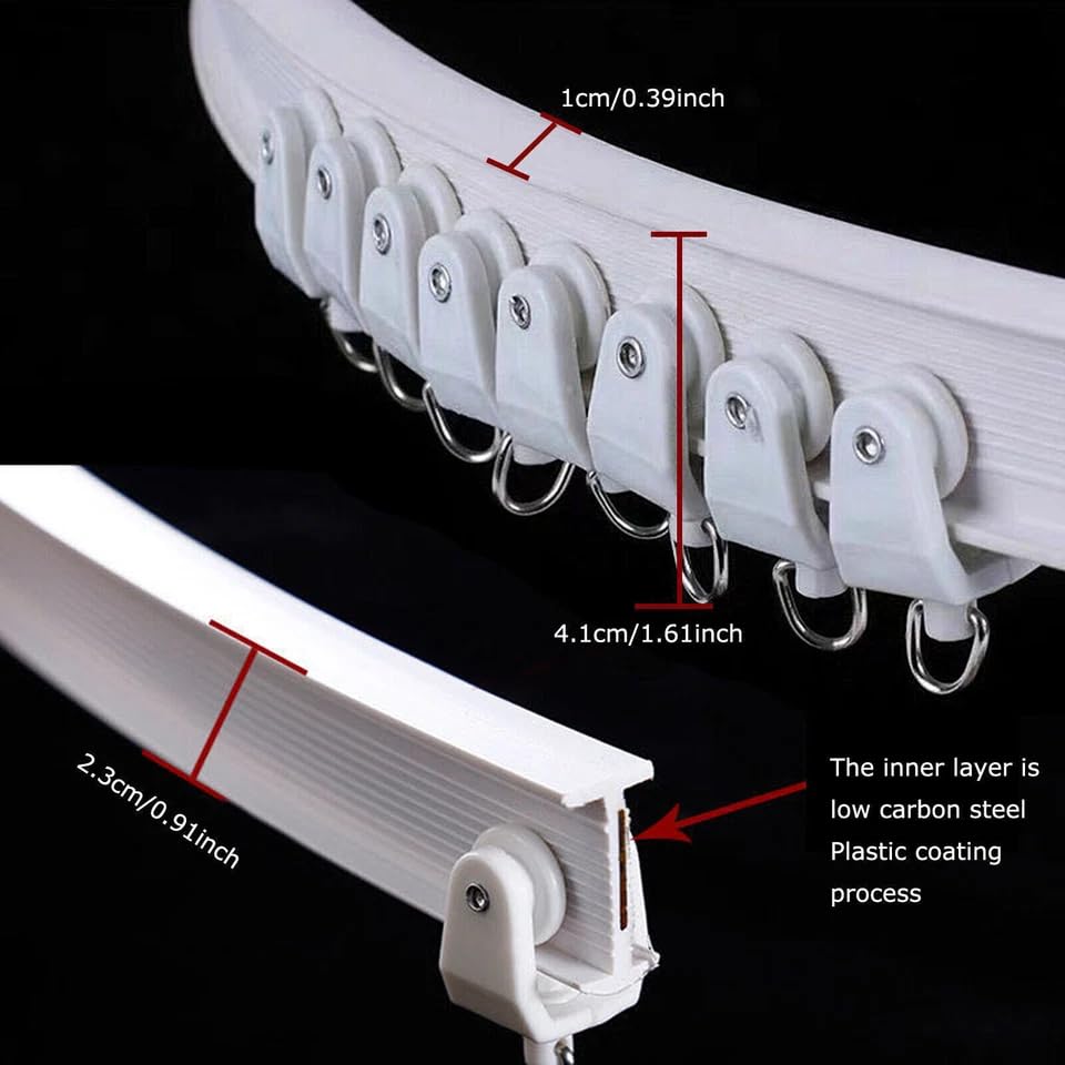Flexible Bendable Curtain Track, Wall Mount Heavy Duty Sliding Room Divider Track, Room Divider, for RV, Shower, Hospital