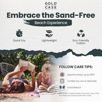 Gold CASE Turkish Beach Towel Set of 5 – 100% Cotton Beach Towels Oversized 70x38'' – MYRA Quick Dry Swim Towel – Lightweight Turkish Towels Set in Yellow - color: Tones of Yellow, size: Beach-Bath Towel Set of 5