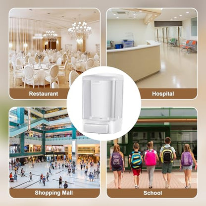 Hushee 4 Pcs Plastic Wall Mounted Soap Dispenser Commercial Manual Soap Containers Wall Dispenser for Kitchen Shower Hotel Liquid Shampoo Gel Chamber(33.8 oz 1000 ml,White) - color: White, size: 33.8 oz 1000 ml