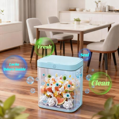4 Gallon Automatic Sensor Trash Can - Small Smart Garbage Bin with Sealed Lid for Odor Control, Perfect for Bathroom, Kitchenette & Tiny Homes.2 Blue.