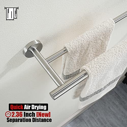 JQK Double Towel Bar, 15 Inch 304 Stainless Steel Thicken 0.8mm Towel Rack Holder for Bathroom Washcloths and Hand Towels, Brushed Wall Mount, Useable Length 12 Inch, TB100L12-BN - color: Brushed Stainless Steel, size: 15 Inch