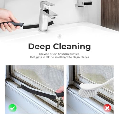 TQRR 6Pcs Hard Bristle Crevice Cleaning Brushes -Grout Scrub Brush | Window Groove Brushes, House Cleaning Supplies, Gap Cleaning Tools for Bathroom, Kitchen, Toilet, Tile, Sink, Home (6, Green)