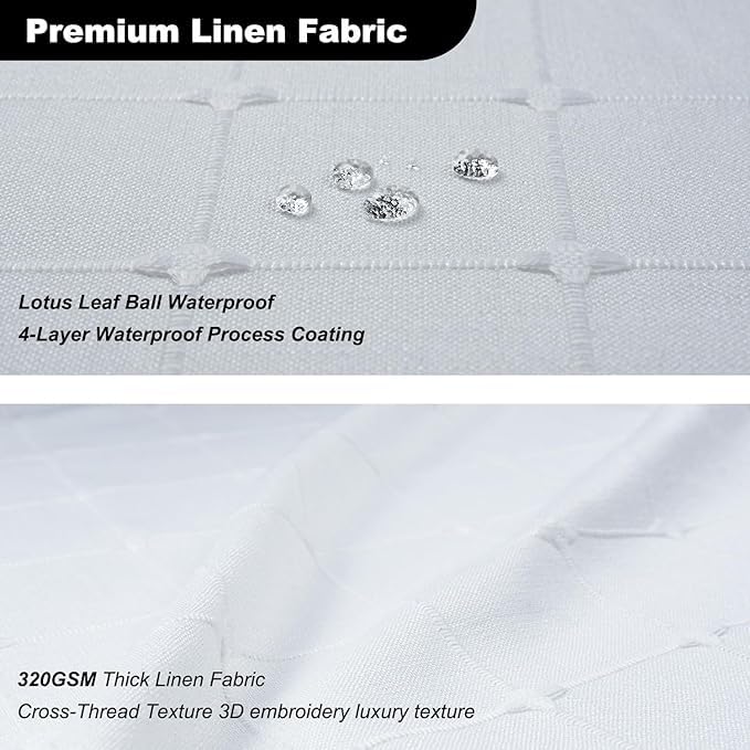 Farmhouse White Extra Long Shower Curtain - Boho Modern Linen Fabric Shower Curtains for Bathroom, XL Large Country Heavy Duty Thick Bathroom Curtain Set with Tassel - Bohemian Shower Curtain 71x83 - color: White, size: 71"W x 83"L (Pack of 1)