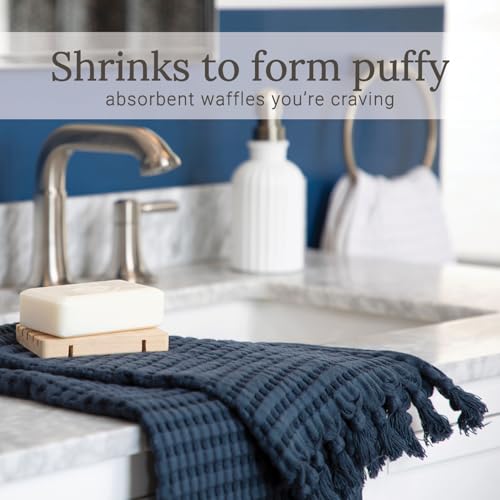 GILDEN TREE Decorative Waffle Hand Towels for Bathroom, 20x35 Large, Quick Drying Fingertip Towel, 2 Pack, Modern Style (Midnight Blue)