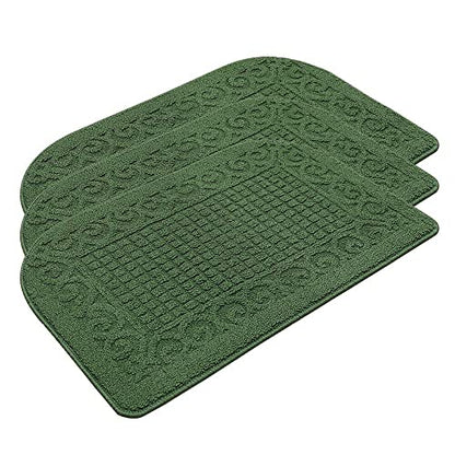 COSYHOMER 32x20 Half Round Kitchen Rug,Non Slip Washable Mat,Green 3PCS | Polypropylene tufted textile,small half circle rug,kitchen sink mat,Kitchen floor mat - color: Green 3pcs, size: 1'8" x 2'8" (Semicircular)