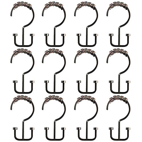 HK1RB Deco Flat Double Roller Shower Curtain Hooks; Oil Rubbed Bronze - color: Oil Rubbed Bronze