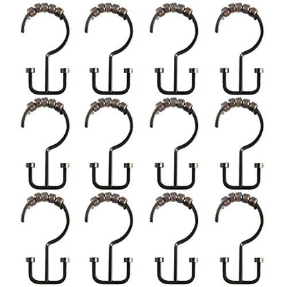 HK1RB Deco Flat Double Roller Shower Curtain Hooks; Oil Rubbed Bronze - color: Oil Rubbed Bronze