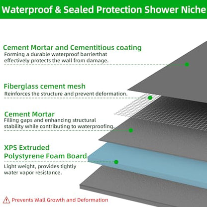 Tile Ready Shower Niche 12"x16" Inner Size,Embedded Size 13"x17",Depth 4" | Niche for Shower Wall,Waterproof and Ready-to-Tile Recessed Showers Shelf Niche Box for Bathroom Remodel/Storage/Organization - size: Inner 12"x16"/Outer 16"x20"
