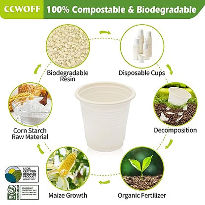50PCS 3 OZ Bathroom Cups 100% Compostable Biodegradable Eco Friendly Small Disposable Mini Mouthwash Cups for Bath Rinse Shot Disposable for Drinking Washing Tasting - size: ECO(50 pack)