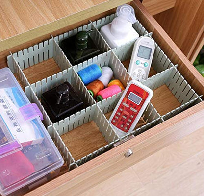 Onerbuy 8pcs Adjustable Grid Drawer Dividers DIY Plastic Closet Separator Tidy Organizer Container for Underwear Socks Belt Office Supplies(Grey) - color: Gray