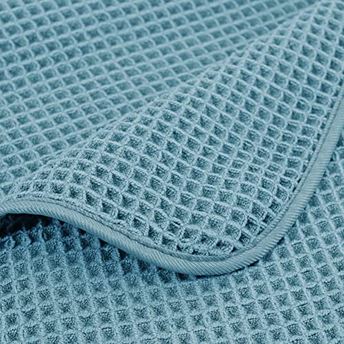 POLYTE 430 GSM Microfiber Quick Dry Lint Free Bath Sheet, 70 x 35 in, Set of 2 (Waffle Weave) - color: Green, size: 35 x 70 in