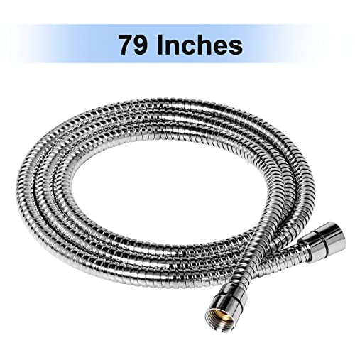 Eisinly Shower Hose, 79 Inches Extra Long Stainless Steel Handheld Shower Head Hose with Brass Insert and Nut, Flexible, Chrome