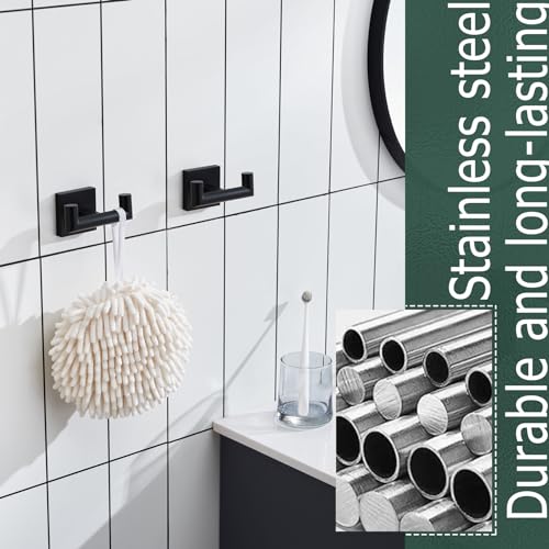 KOKOSIRI Robe Hook Bathroom Double Towel Coat Hooks Matte Black for Bath Kitchen Wall Mounted, 2 Pack Stainless Steel B1015BK-P2 - color: Matte Black, size: 2 Pack