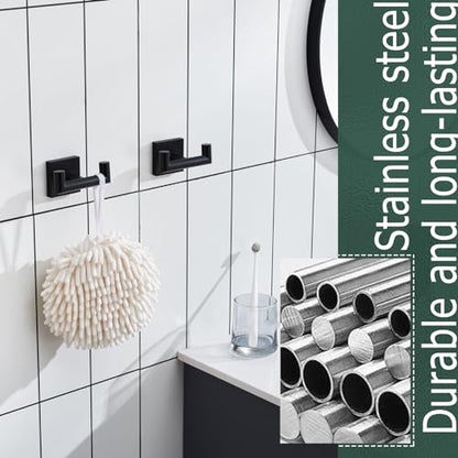 KOKOSIRI Robe Hook Bathroom Double Towel Coat Hooks Matte Black for Bath Kitchen Wall Mounted, 2 Pack Stainless Steel B1015BK-P2 - color: Matte Black, size: 2 Pack