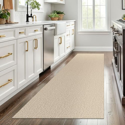 Washable Runner Rug, Non Slip Foyer Runner, 3x8 Ft, Sand/Beige | Washable Braided Runner Carpet, Non Slip Rubber Dot Backed, For Hallway, Kitchen, Entryway, Bedroom, Laundry Room, Foyer - color: Sand/Beige, size: 3' x 8' (Rectangular)
