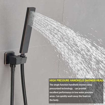 Oil Rubbed Bronze 10 Inch Rain Shower Head Ceiling Mount with Handheld, 59 Inch Hose, Mixer Valve, Bracket Holder, Rain Setting, 1 Handle, Brass, Stainless Steel, Shower Kit - color: Oil Rubbed Bronze, size: 10 Inch