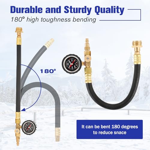 RV Winterizer Kit with Pressure Guage, 16.9" RV Water Blowout, Sprinkler Winterizing Blowout Kit with Shut Off Valve, Water Blow Out Fitting Adapter for Winterizing RV, Boat, Camper (Pressure Gauge) - style: Pressure Gauge
