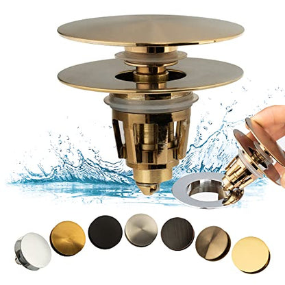 Universal Bathroom Sink Drain Stopper, Fits Most Pop-Up Drains for Vessel Sink Lavatory Vanity, Sink Drain Strainer with Detachable Hair Catcher, Tested by Plumber in US (Champagne Bronze) - color: Champagne Bronze
